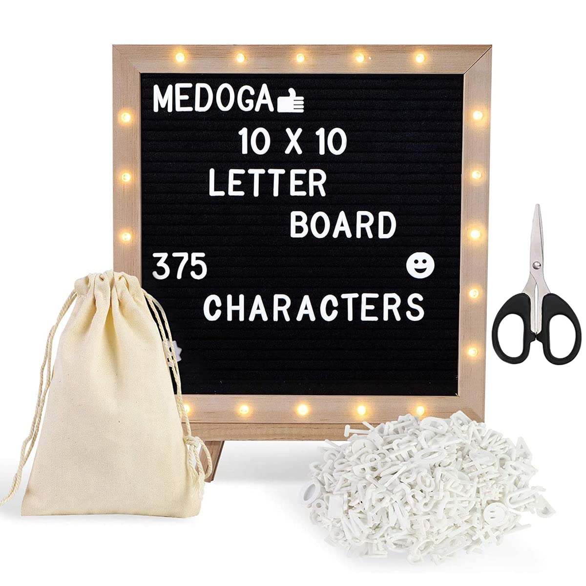 Climberty 10x10 Inches Felt Letter Board with LED Lights for Sign Message, Announcement, Wall Decor, Changeable Message Board with Stand, 340 White Letters & Symbols, Scissors and Drawstring Bag Climberty 10x10 Inches Felt Letter Board with LED Lights for Sign Message, Announcement, Wall Decor, Changeable Message Board with Stand, 340 White Letters & Symbols, Scissors and Drawstring Bag